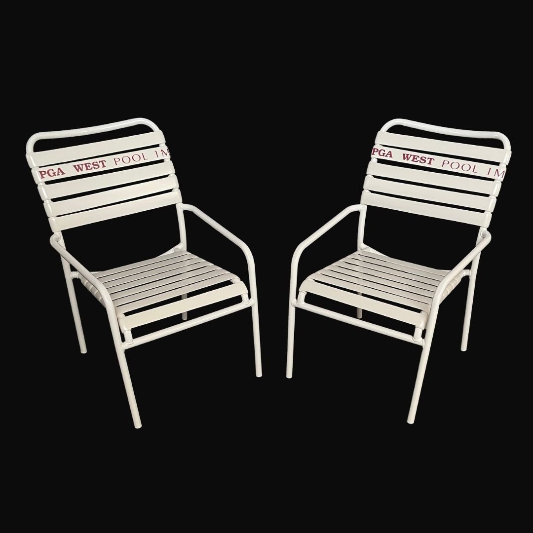 Custom Logo outdoor Pool Chairs after restrap by patio guys