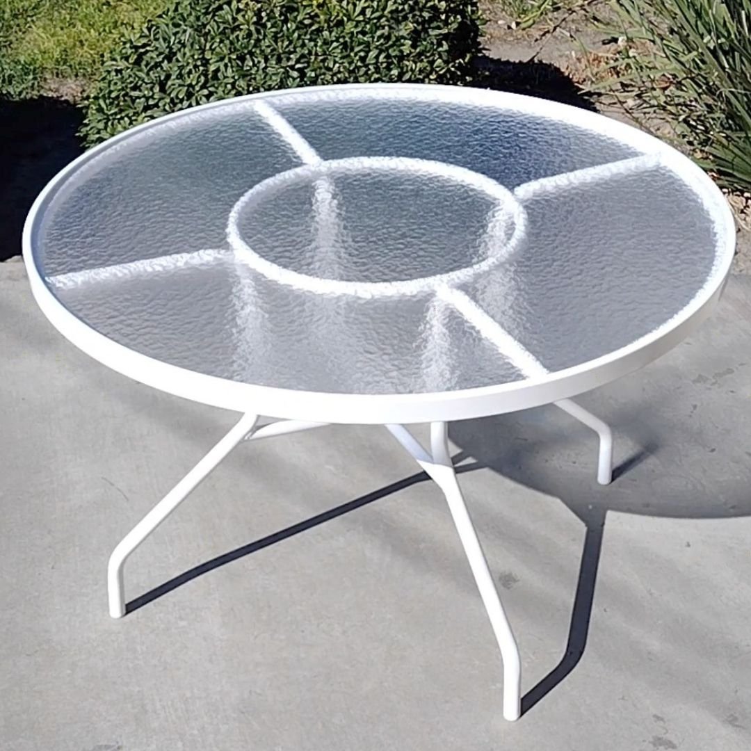 new acrylic outdoor table top in white round patio table - Patio Guys