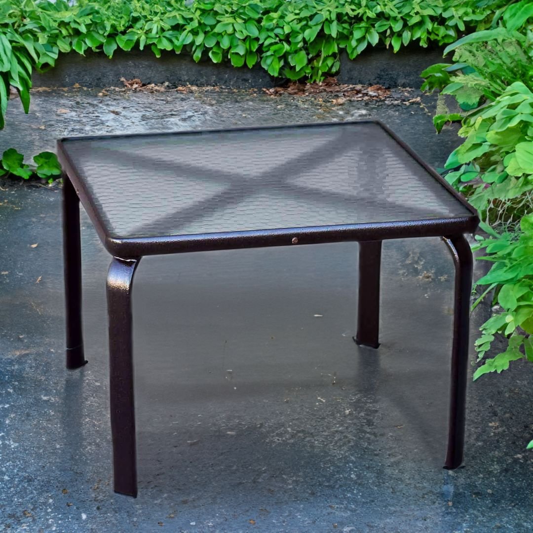 new custom cut acrylic outdoor table top in black rectangle side table - Patio Guys