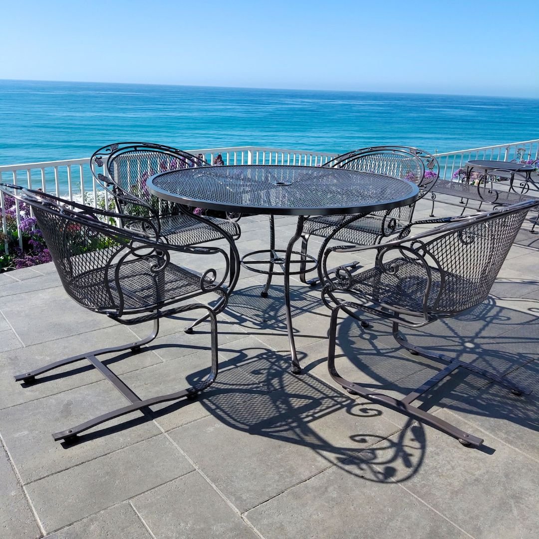 All-Metal vintage patio set after full restoration by patio guys