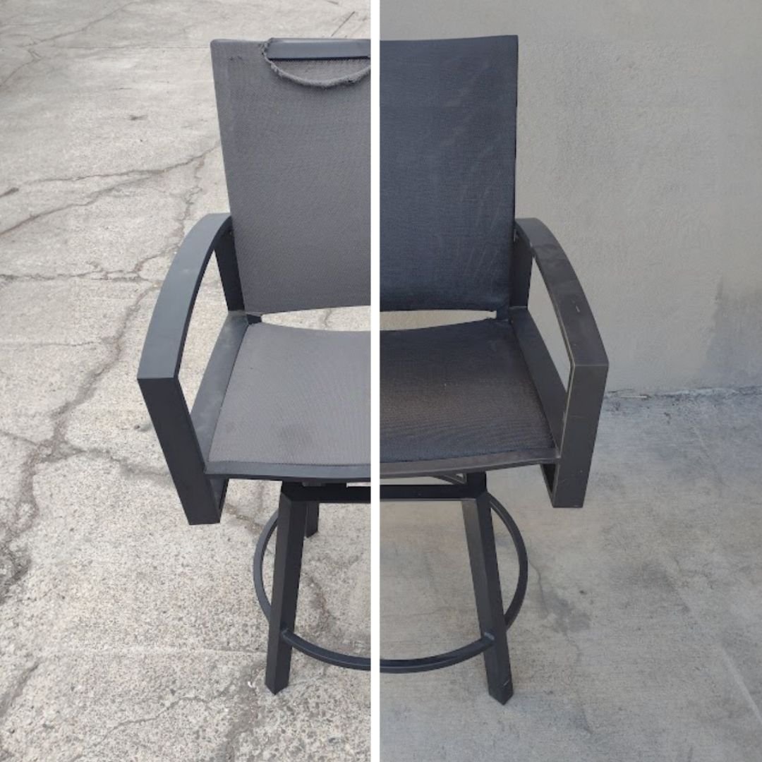 Outdoor High Top Sling Swivel before and after of restoration and repair