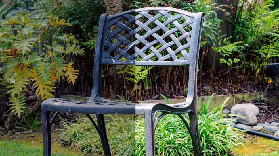 Patio Guys powder coat refinishing service before and after