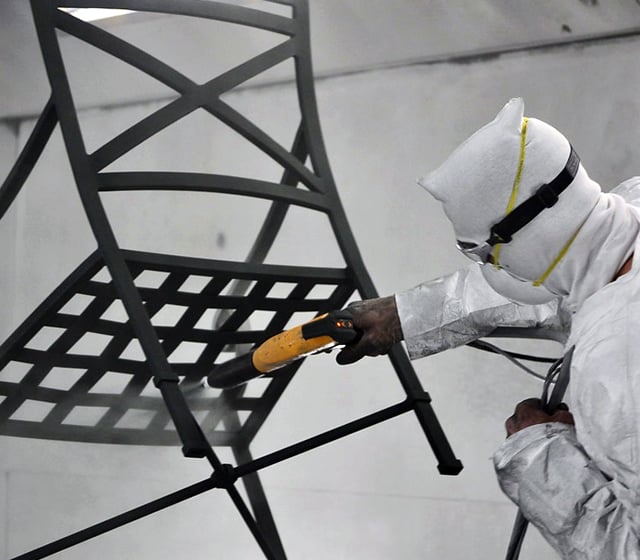 Patio Guys powder coating a patio chair
