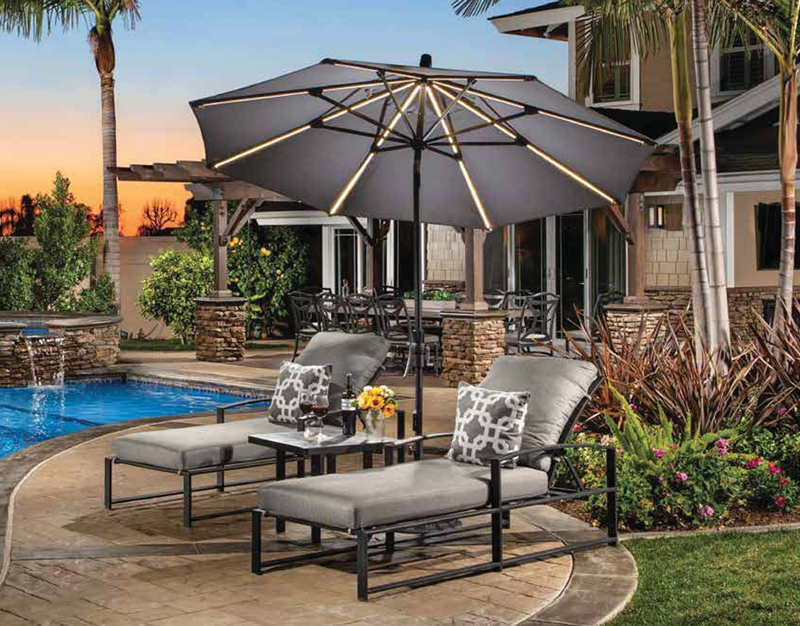 Patio Guys Treasure Garden residential outdoor umbrella and furniture set