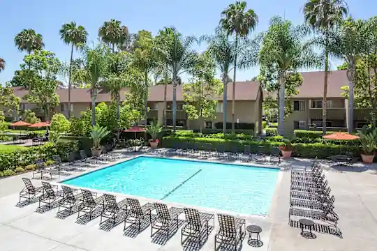 picture of commercial pool with lounge chairs
