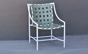 White and light green cross strap outdoor chair