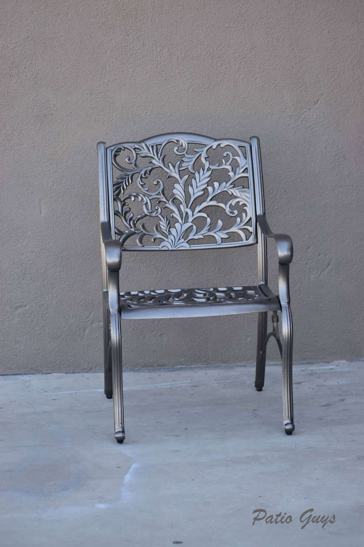 Pewter metal garden chair