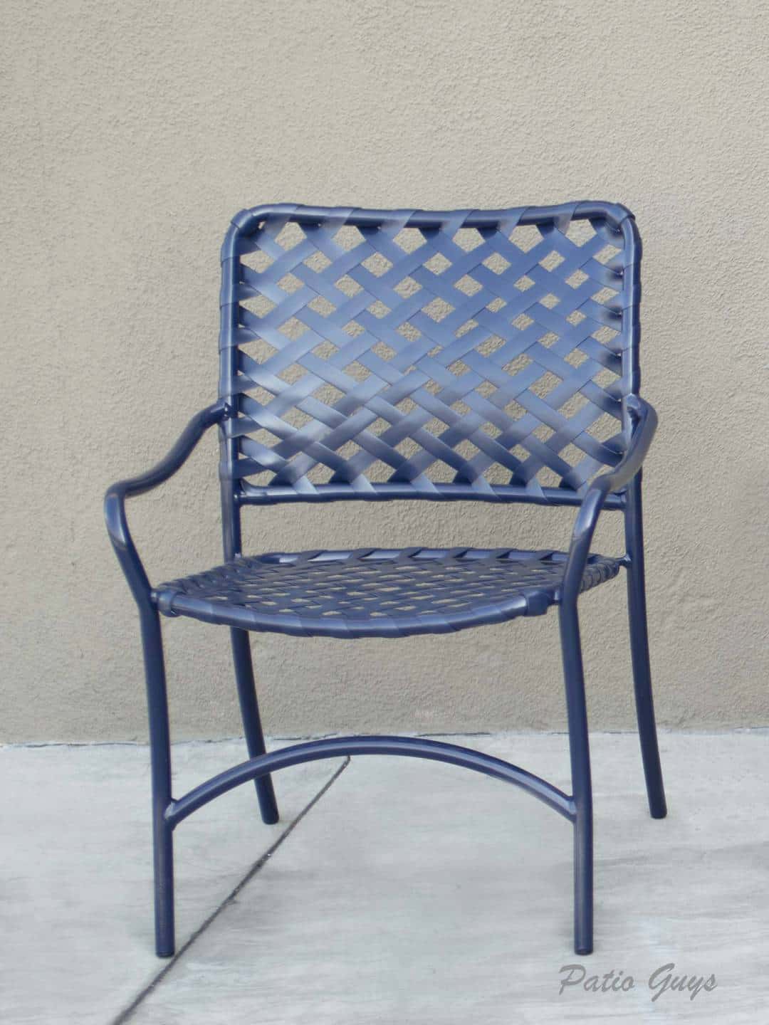 Navy metal chair with navy cross straps