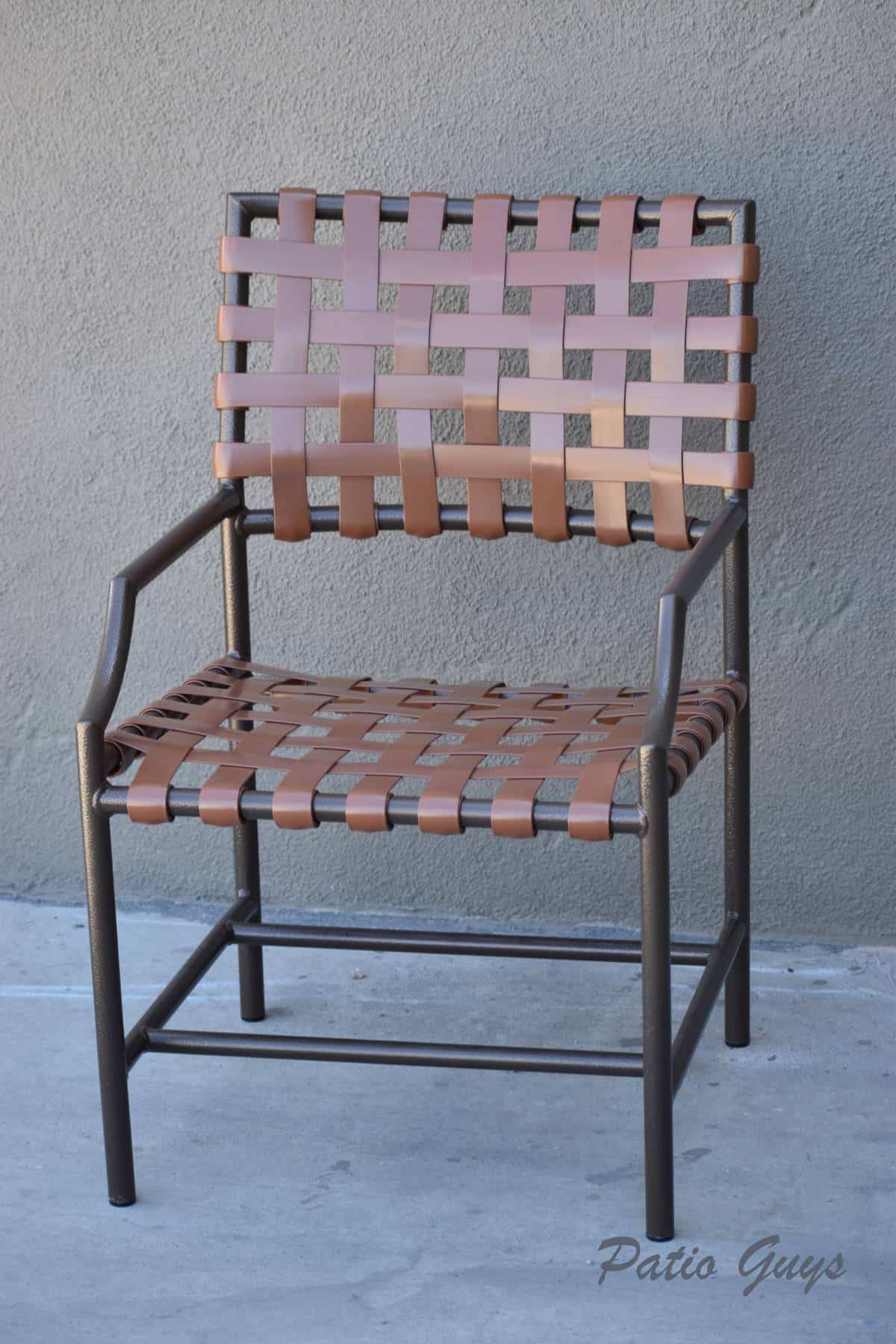 light and dark brown strap chair