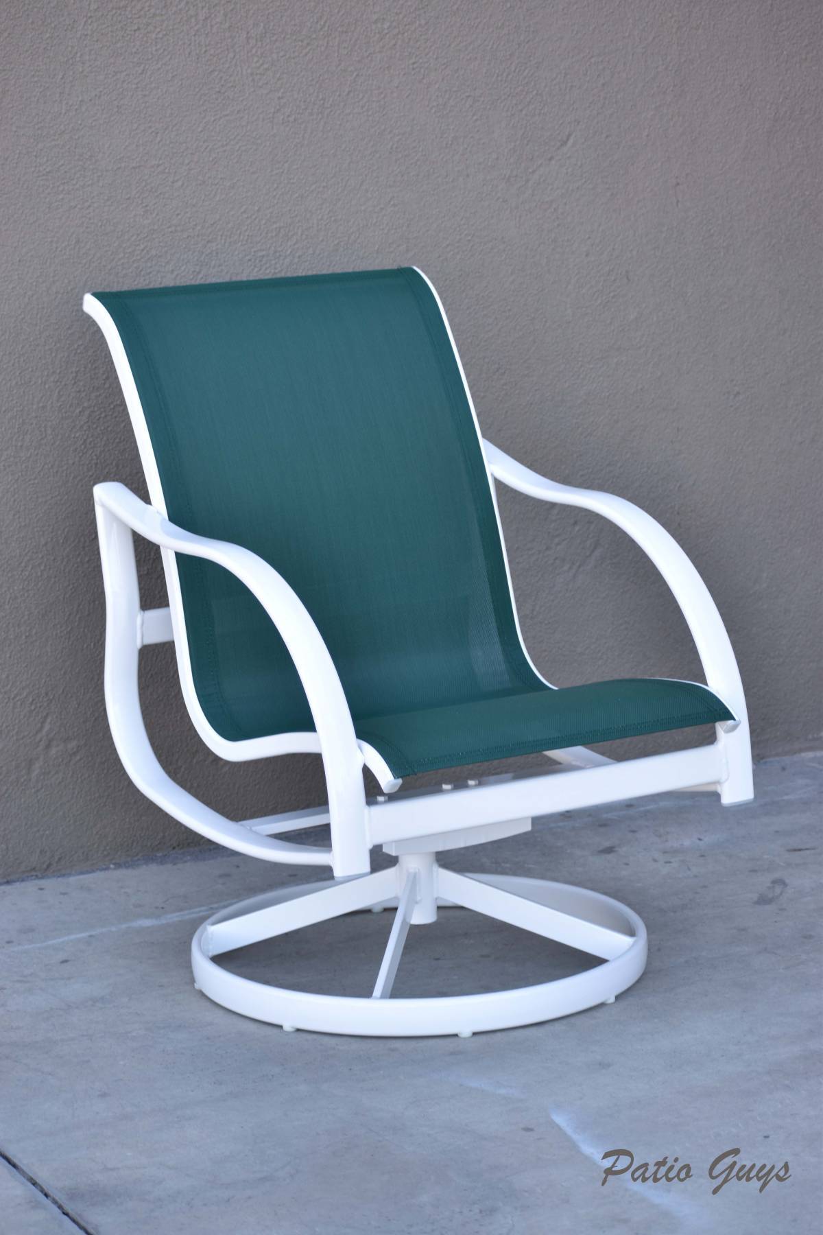 White and Forest Jac Sling Swivel Chair